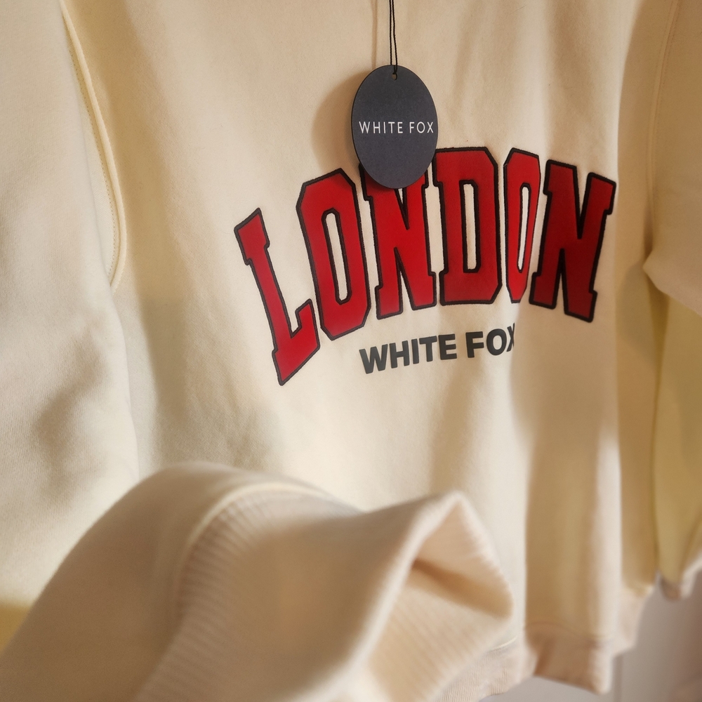 White Fox Boutique Cream Sweatshirt with Red 'London' Print - Picture 5 of 7